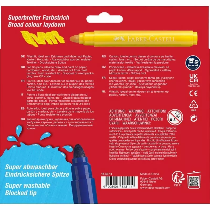 FABER-CASTELL pennarello Jumbo Super Washable 12 pz.