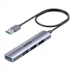 Hub USB Unitek H1208CGY01 — 4 porte USB 3.0 (5 Gbit/s), retrocompatibile con USB 2.0, alluminio