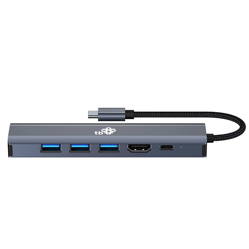 Adattatore HUB USB C 6in1 - HDMI, USBx3, PD, RJ-45