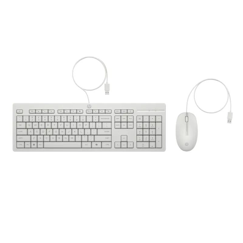 HP 225 G2 Combo mouse e tastiera USB con filo, tasto Copilot – Cashmere White – ESTONE