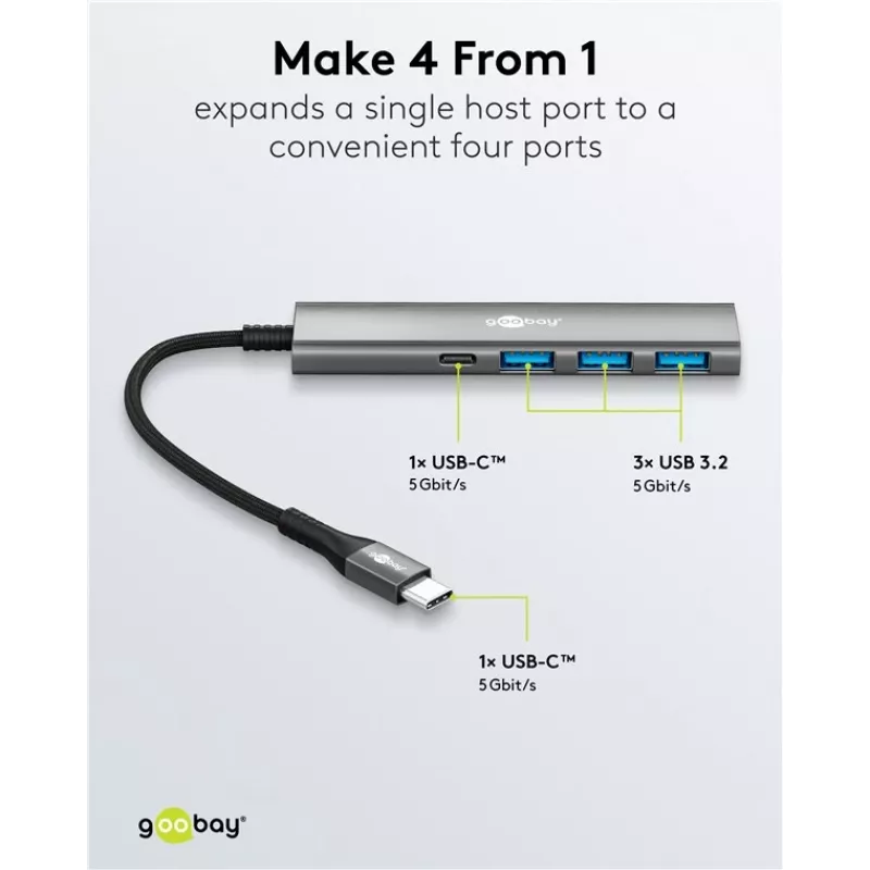Goobay Slim hub USB 4 porte USB-C a/USB-A 5 Gbit/s - -Plug> 1x (76562)