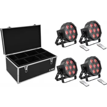 Set faretti LED da terra EUROLITE SLS-7 HCL 4x con custodia da trasporto TDV-1