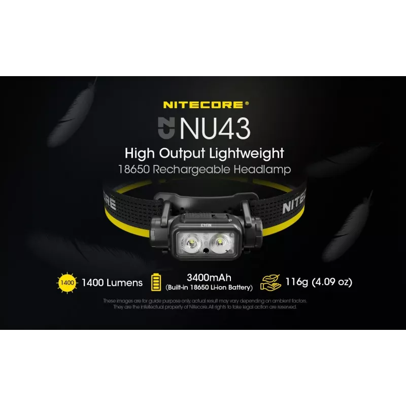 Torcia frontale Nitecore NU43 1400 lumen compatta leggera