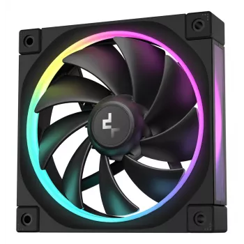 Ventola per case DeepCool FL12 120 mm, PWM, 500–2150 U/min, 55 CFM, 2,82 mmH2O, FDB, Multi-LED, nero