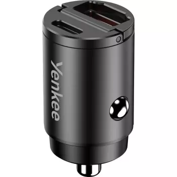 Caricabatterie da auto YENKEE CAR 02 Power Delivery 30W con porte USB-A e USB-C