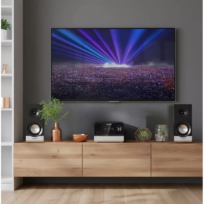 Microsistema audio per la casa BLAUPUNKT MS40.2BT — 2×50 W RMS, Bluetooth, CD, USB, HDMI ARC, ingresso ottico, display LED (nero)