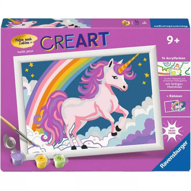 Set pittura con numeri Ravensburger CreArt Rosa Einhorn pittura