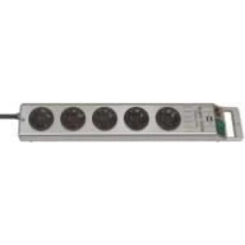 Brennenstuhl 1153340115 ciabatta Super-Solid Line 5 prese 2,5 m H05VV-F 3G1,5, argento (1153340115)