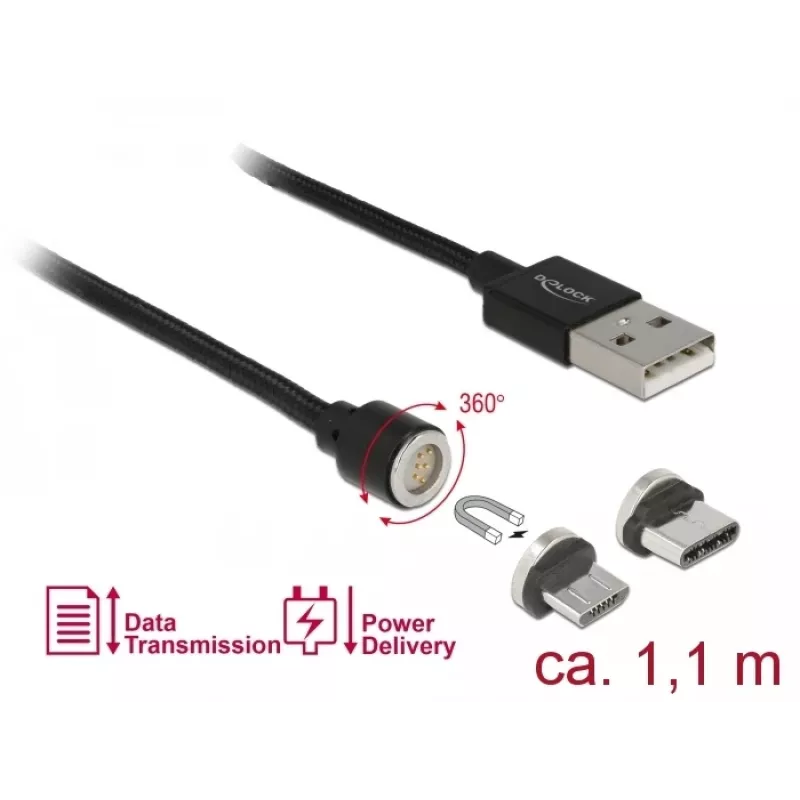 Cavo USB DeLOCK 85723 USB 2.0 1,1 m USB A USB C/Micro-USB B nero