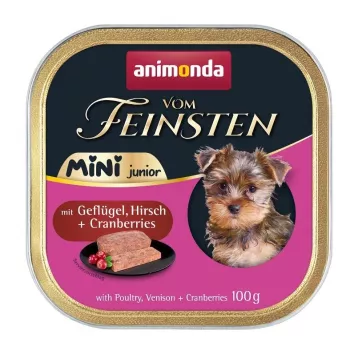 Cibo umido per cani animonda Vom Feinsten Mini Junior — pollame e selvaggina con mirtilli rossi, 100 g