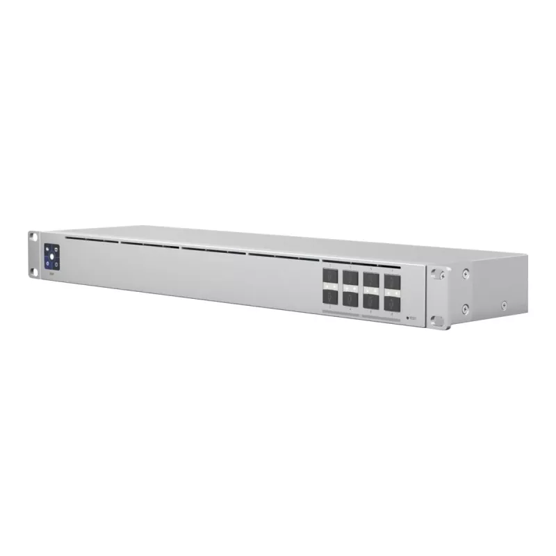 Switch di rete gestito L2 UBIQUITI USW-Aggregation — 8 slot SFP+, supporto 10G, senza ventola, rack 1U, argento