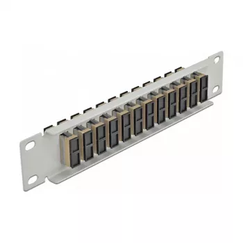 Patch Panel in fibra ottica DeLOCK 10 pollici 12 porte SC duplex beige 1HE grigio