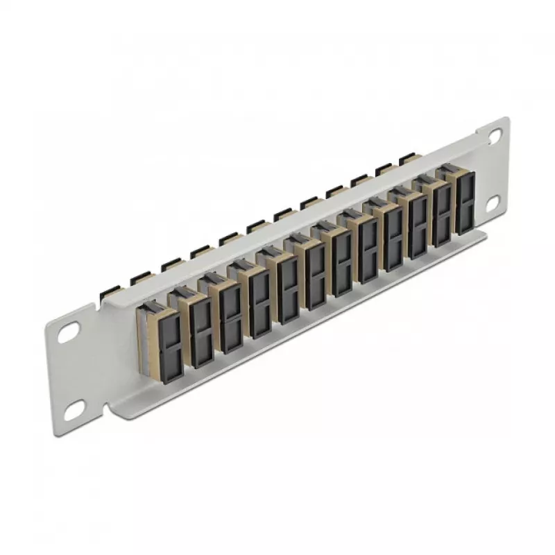 Patch Panel in fibra ottica DeLOCK 10 pollici 12 porte SC duplex beige 1HE grigio