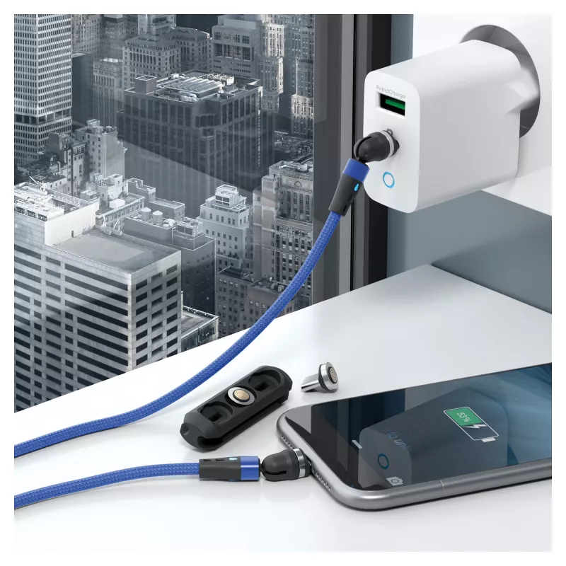 Cavo USB RealPower MagneticCharge2 1 m blu ricarica rapida trasferimento dati