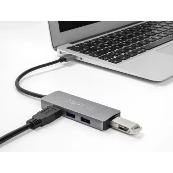 Hub USB DeLOCK 63171 3.2 Gen 1 Type-A 5000 Mbit/s grigio