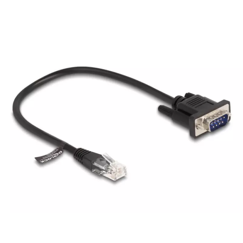 Delock cavo seriale RS-232, RJ45 maschio a D-Sub 9 maschio, 30 cm, nero