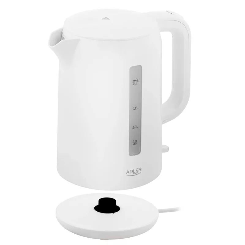 Bollitore Adler | AD 1386 | Elettrico | 1850 W | 2,2 L | Plastica | Base rotante 360° | Bianco