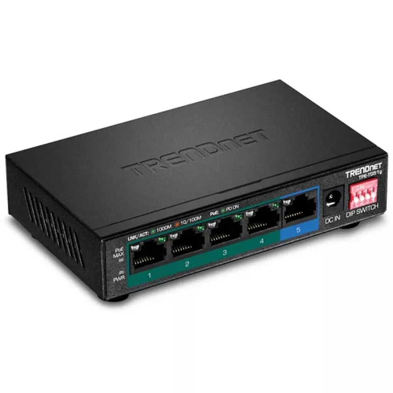TRENDNET switch Gigabit PoE+ 5 porte 60W