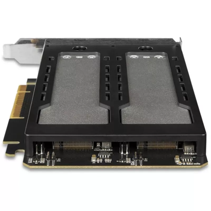 Rack di archiviazione mobile RAIDSONIC ToughArmor MB842MP-B — 2 vani estraibili per M.2 NVMe, PCIe 4.0 x16