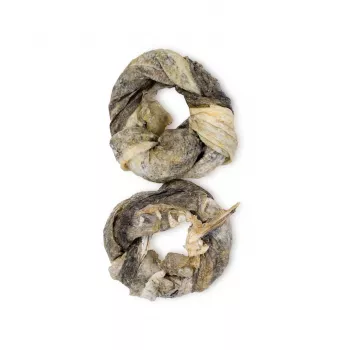 UNISZKI anelli per cani — snack naturale di pelle di merluzzo, confezione da 2