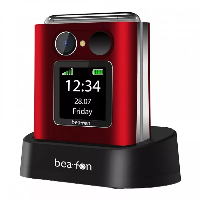 Telefono flip Beafon Fold 10 Silver Line rosso-argento Dual SIM