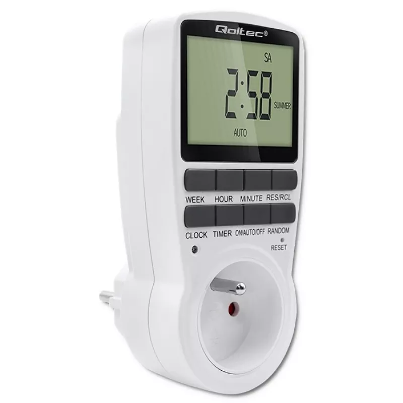 Timer elettronico QOLTEC PC0628 con display LCD, conto alla rovescia 24 ore