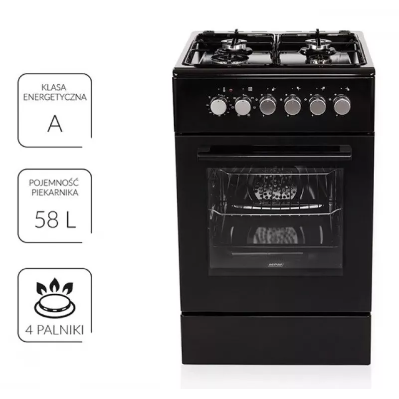 Cucina a gas/elettrica MPM MPM-56-KGM-12B nero