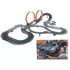 Pista automobilistica meccanica giocattolo Madej con due looping — 011406, set con auto a molla e a spinta per bambini