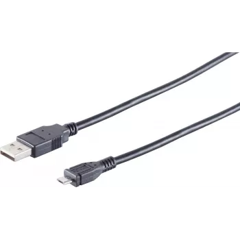 Cavo USB S/CONN 14-11045 3m USB A Micro-USB B nero