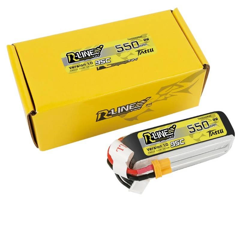 Batteria Tattu R-Line 550mAh 14,8V 95C 4S1P — pacco LiPo per modelli RC