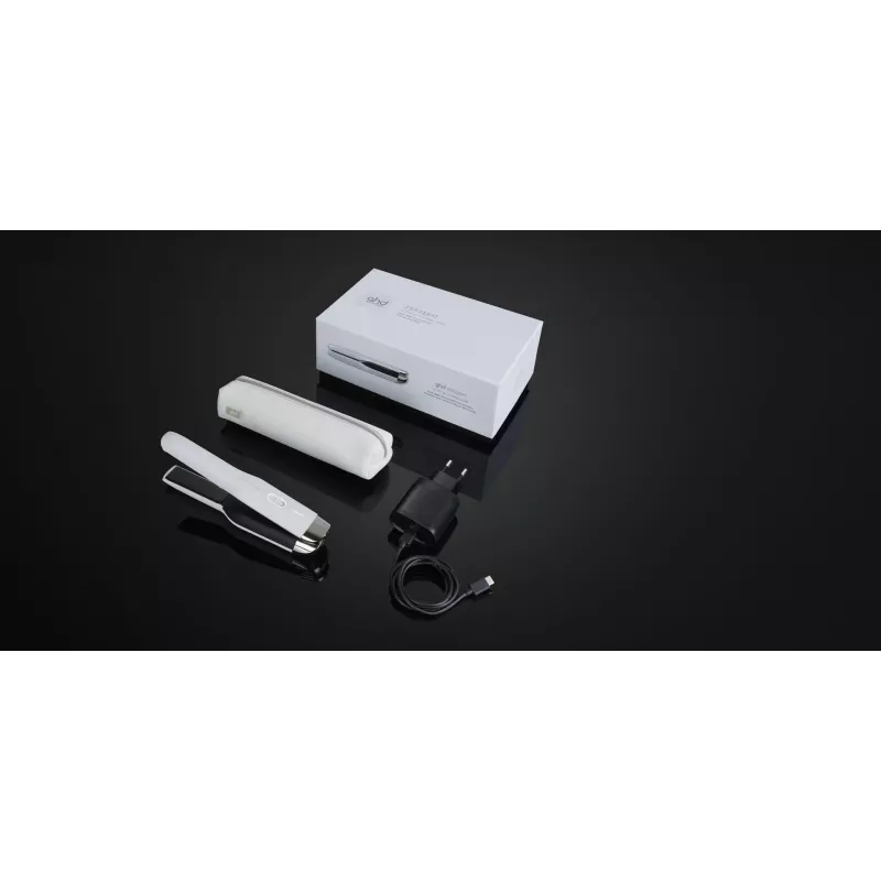 Piastra per capelli GHD Unplugged bianco caldo ioni di litio 300g