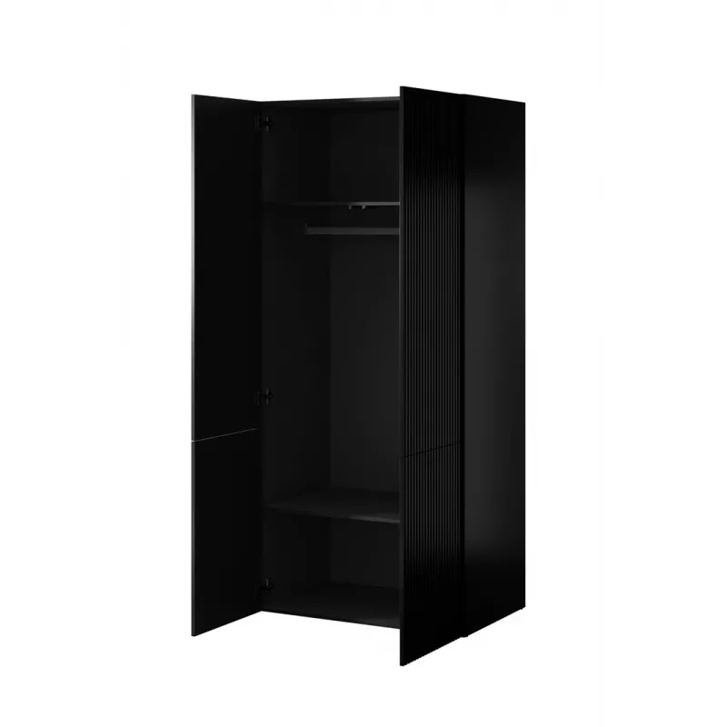 Armadio cama meble PAFOS 2D 90×55,5×198,5 cm nero opaco — 2 ripiani
