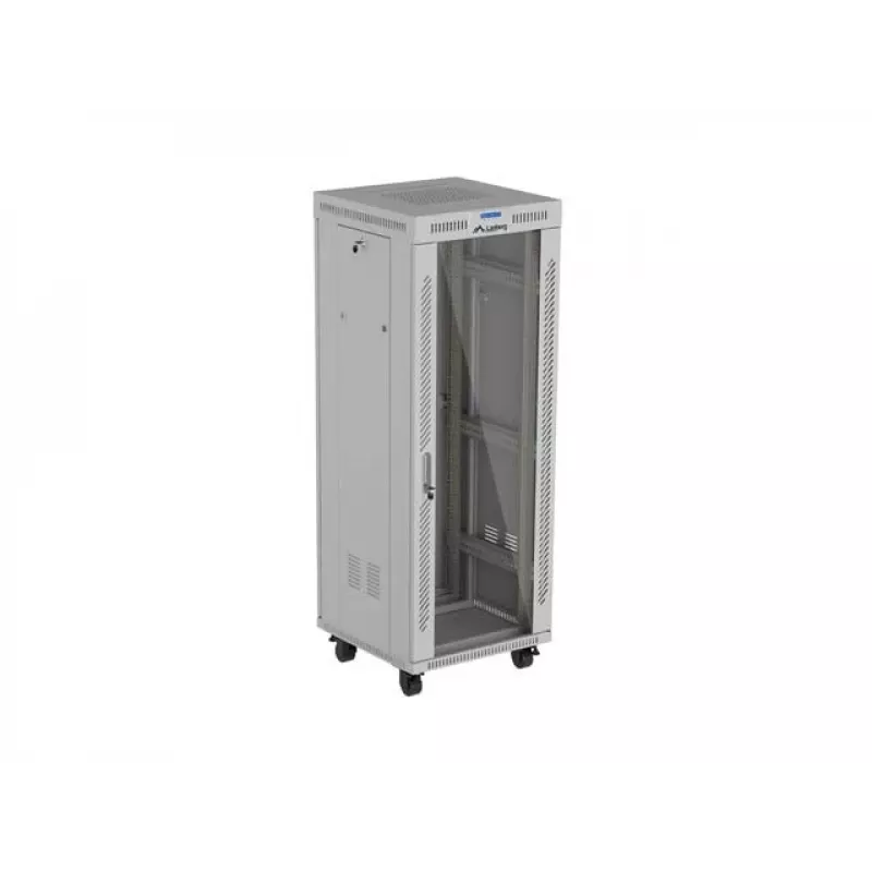 Armadio rack a pavimento LANBERG 19 pollici 32U 600×600 mm grigio con porte perforate e LCD (flat pack)