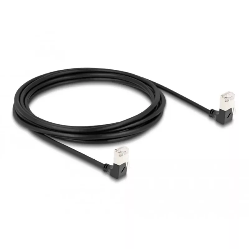 Cavo di rete DeLOCK RJ45 Cat.6A S/FTP sottile 90° piegato verso il basso 3m nero