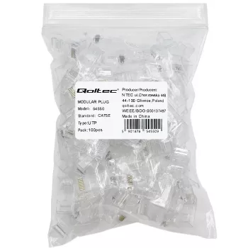Connettore RJ45 modulare QOLTEC 54550 CAT5e UTP, confezione da 100 pz.