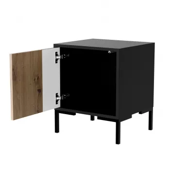 Comodino Cama Meble MERCI 44x40x52,5 cm, nero e rovere, MDF/truciolare, confezione da 2