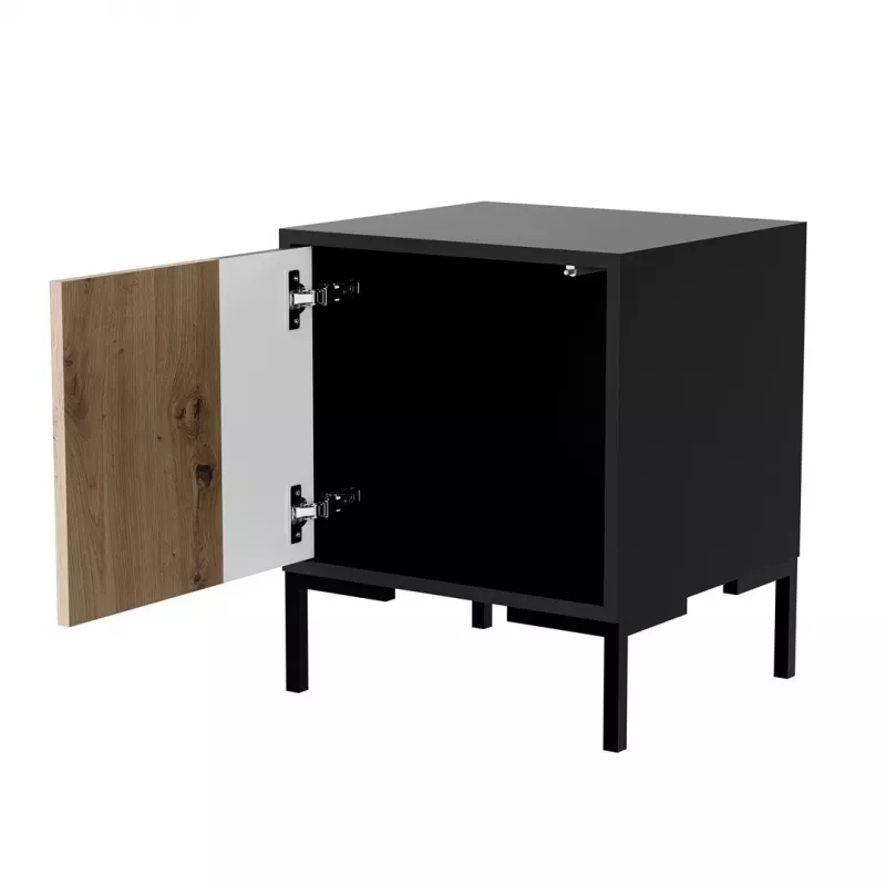 Comodino Cama Meble MERCI 44x40x52,5 cm, nero e rovere, MDF/truciolare, confezione da 2
