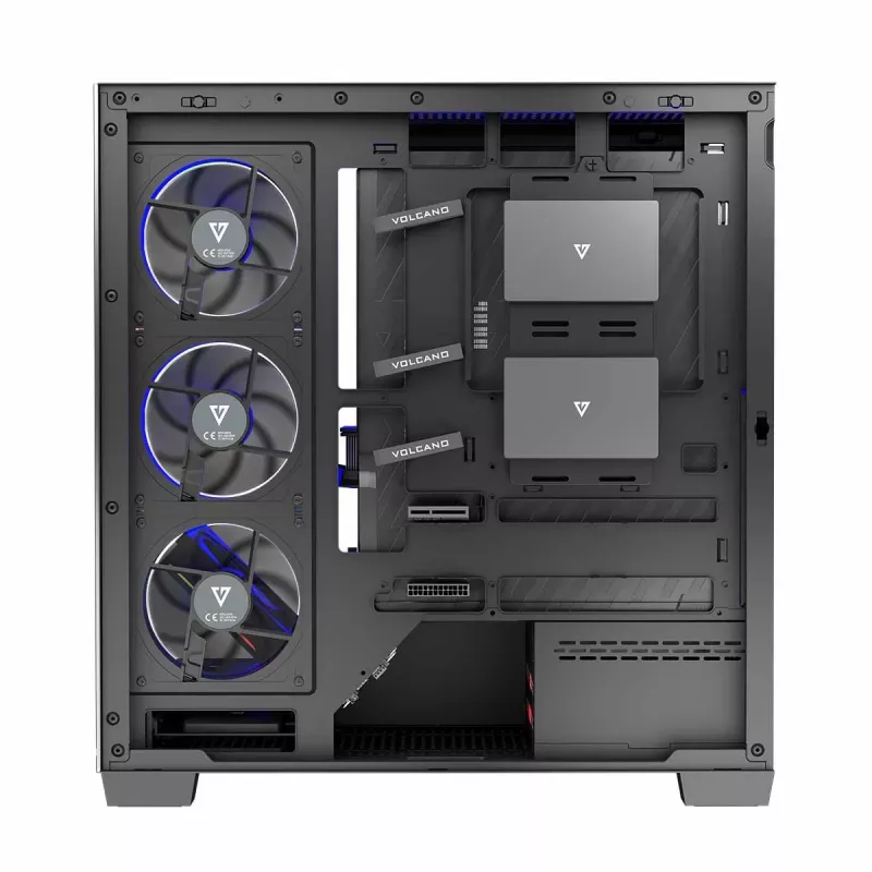 Case PC MODECOM Volcano Stellar 5F ATX Midi Tower, vetro temperato, 5 ventole preinstallate, USB‑C, supporta microATX/ATX, GPU max 420 mm, altezza dissipatore CPU 175 mm