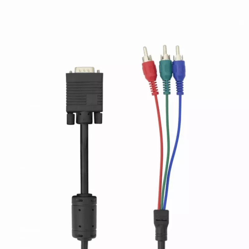 Cavo VGA a 3×RCA SBOX VGA-1022 M/M 2 m, connettore VGA maschio a tre RCA composite, lunghezza 2 metri