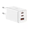Caricabatterie da parete Baseus GaN5 Pro 65W — USB + 2×USB-C (QC3.0, PD3.0) con cavo USB-C 1m, bianco