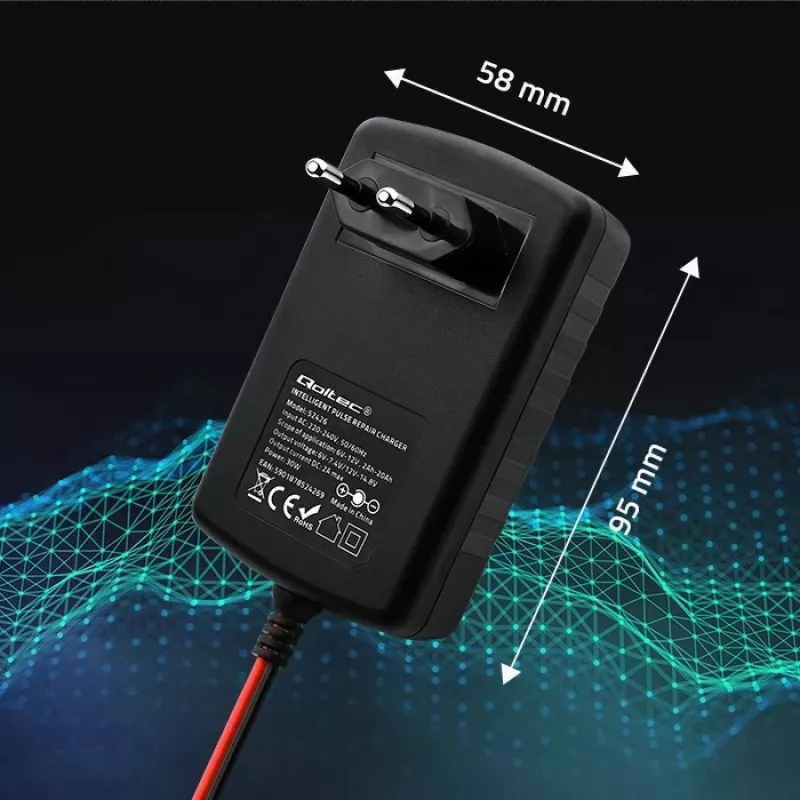 Caricabatterie QOLTEC 52426 per batterie AGM/GEL/standard 6V/12V 2A con indicatore LED