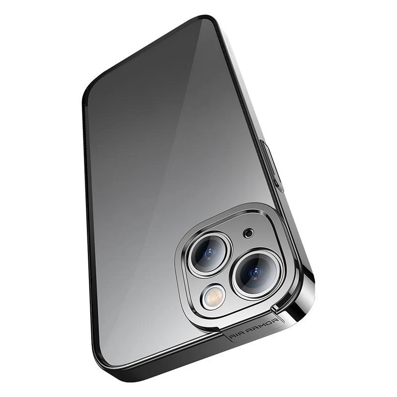 Set custodia trasparente glitterata e vetro temperato Baseus per iPhone 14 Plus (nero)
