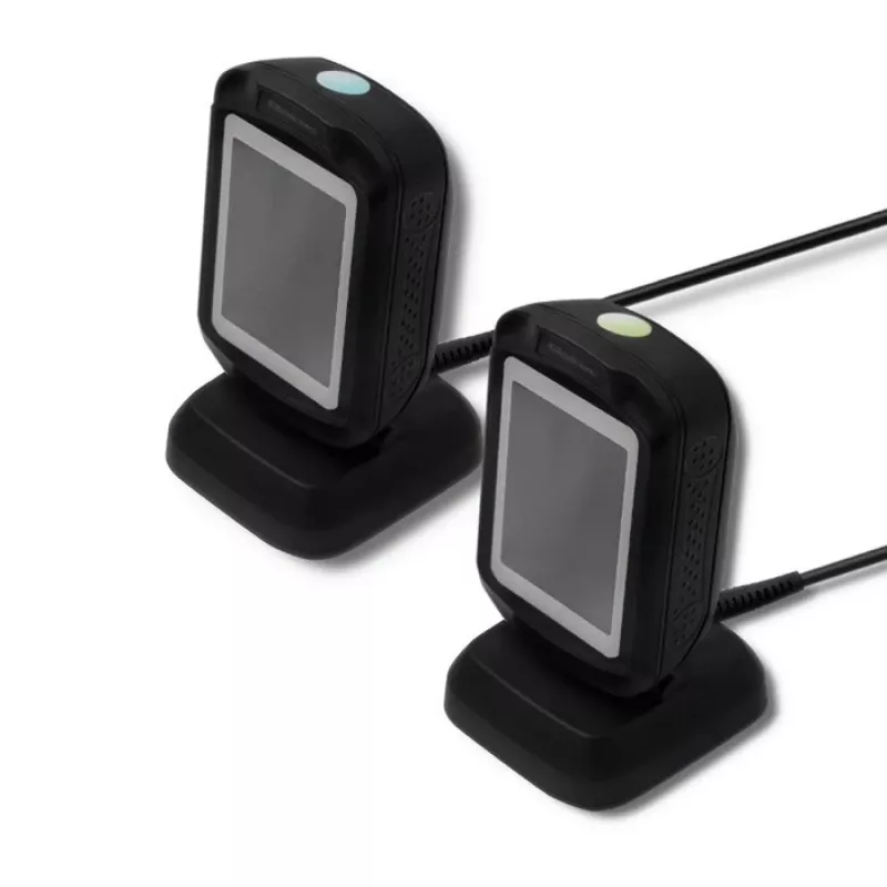 Lettore di codici a barre fisso 1D/2D QOLTEC 50864, sensore LED, USB (con cavo), nero, 145×85×80 mm