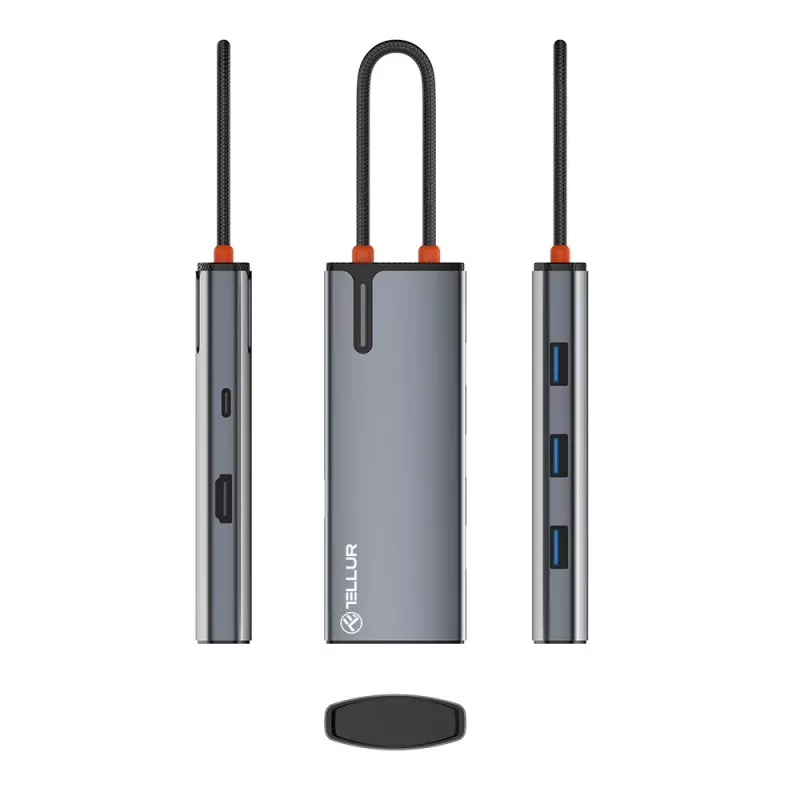 Hub USB-C Tellur TLL321061 con PD 3.0 100W, uscita HDMI e 3× porte USB 3.0
