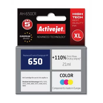 Activejet AH-650CR inchiostro (sostituto per HP 650 CZ102AE; Premium; 21 ml; colore)