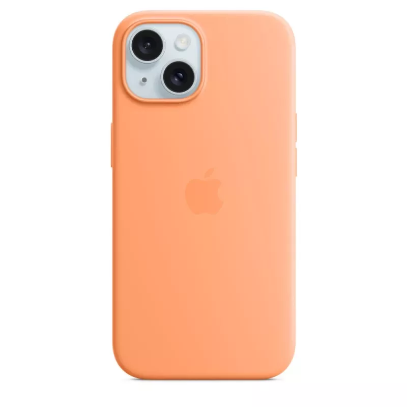 Apple iPhone 15 Custodia in silicone compatibile MagSafe – Orange Sorbet