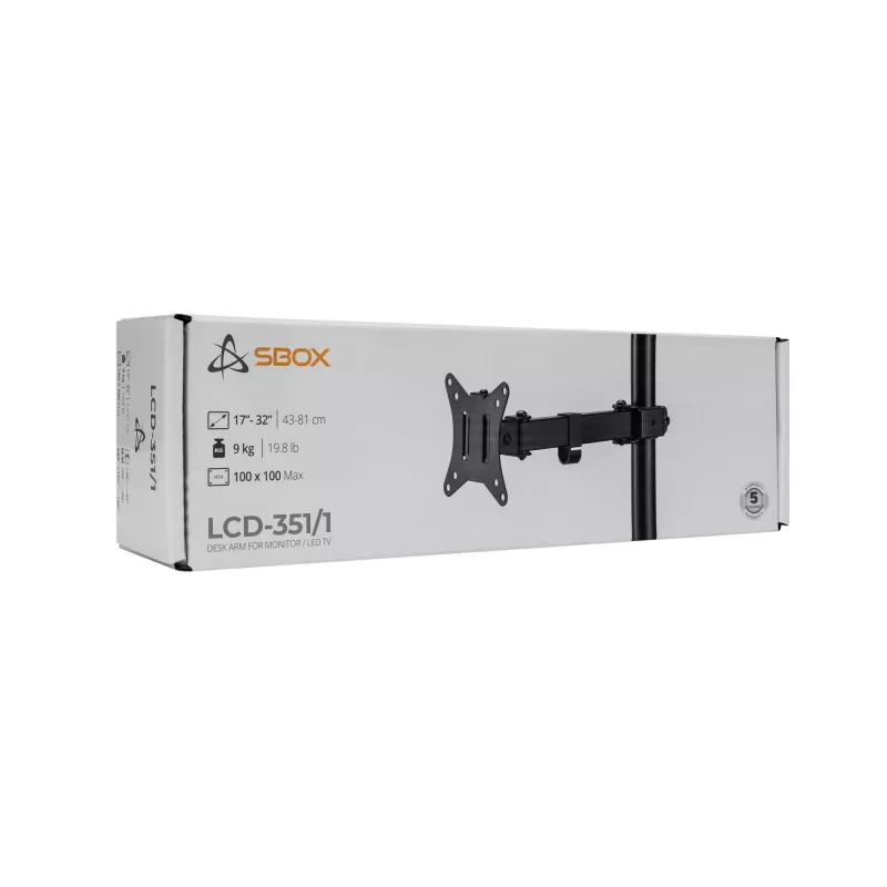 Supporto a parete LCD SBOX LCD-351/1-2 per monitor 17–32 pollici, carico max 9 kg, VESA 100x100