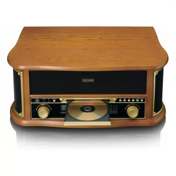 Giradischi audio a trasmissione a cinghia Lenco TCD-2551WD Wood – Bluetooth, CD, cassetta, AM/FM, codifica USB, 33/45/78 giri/min