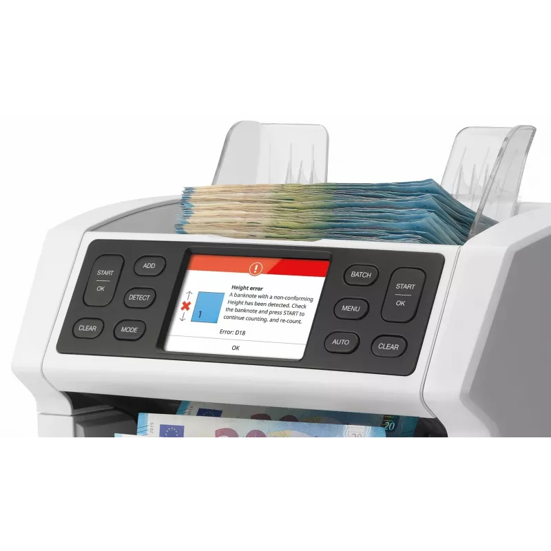 Safescan 2850 conta banconote con rilevamento falsi (UV, magnetico, dimensione), 1500 banconote/min, display touch, bianco