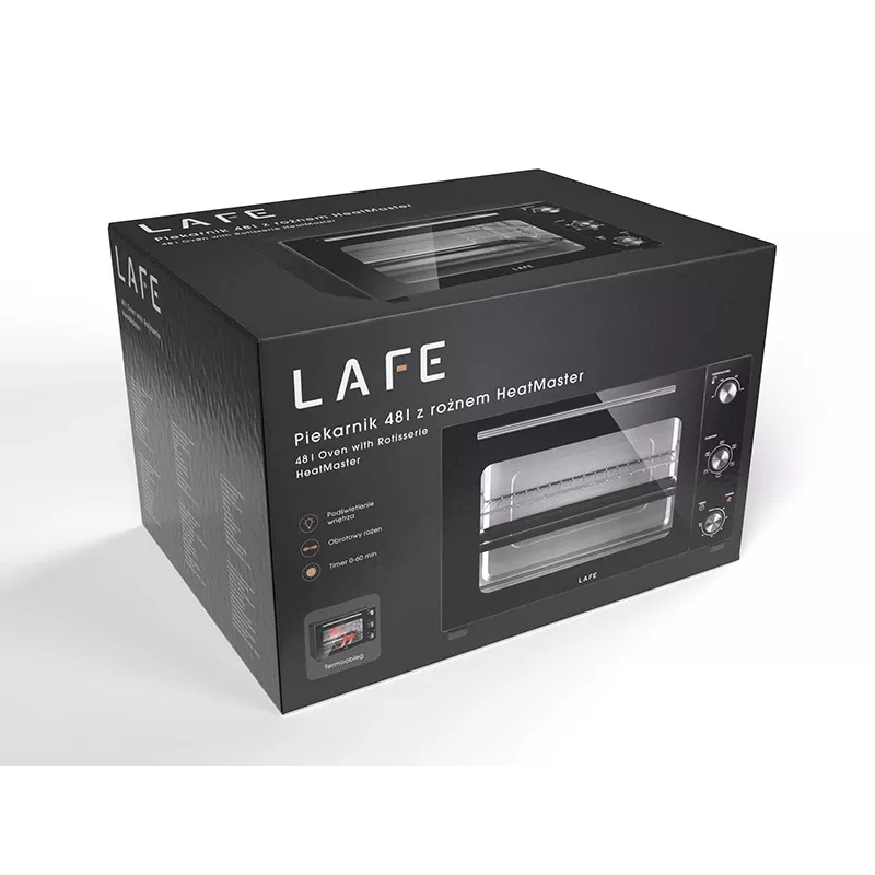 LAFE HeatMaster PIW-005 Forno elettrico, 48 L, 1800 W, ventilato, girarrosto